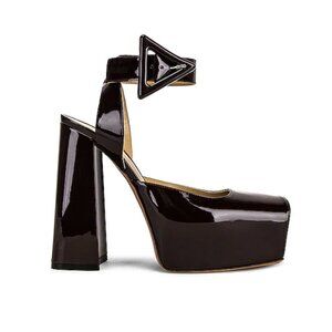 BOTTEGA VENETA TOWER SQUARE TOE ANKLE STRAP PUMPS BLACK 9.5(fits like 9)